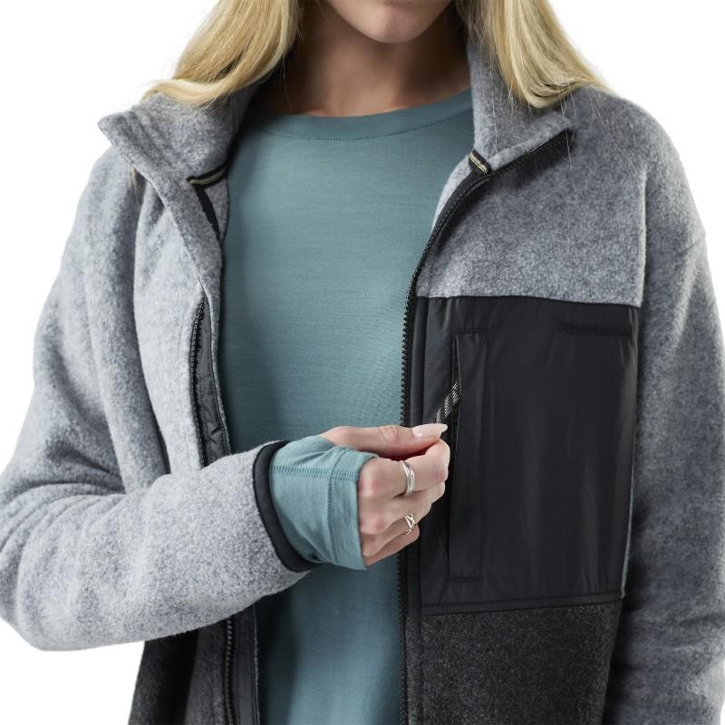2nd Cut Fleece Jacket - Womens - charcoal / light gray 1