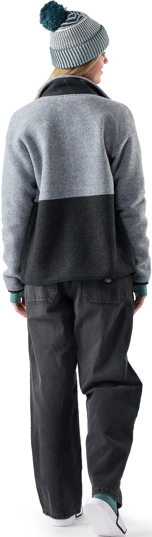 2nd Cut Fleece Jacket - Womens - charcoal / light gray 1