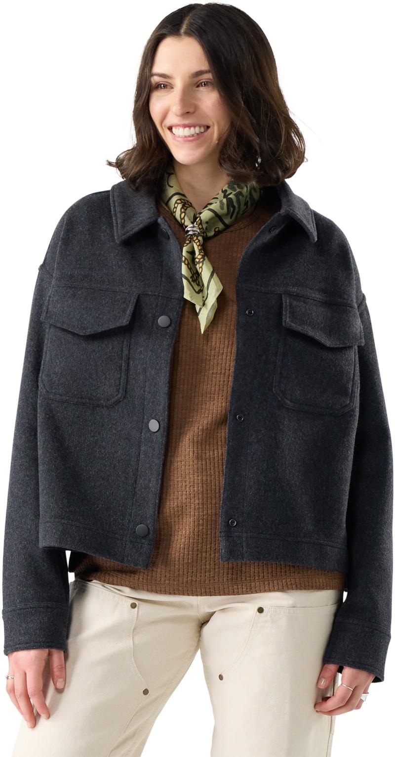 Anchor Line Cropped Shirt Jacket - Womens - charcoal 1