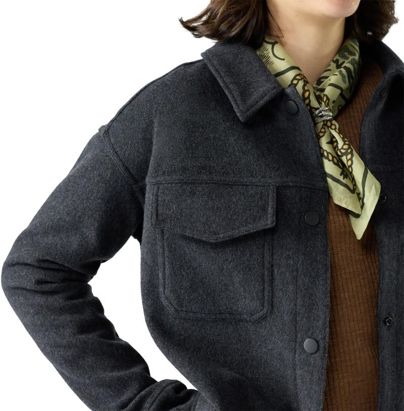 Anchor Line Cropped Shirt Jacket - Womens - charcoal 1