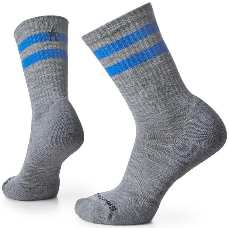 Athletic Stripe Crew Socks - Unisex - Light Gray 1