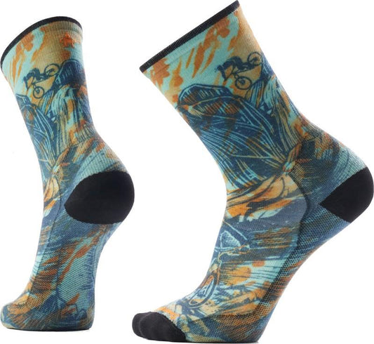 Bike Zero Cushion Rugged Ride Print Crew Socks - Unisex - capri 1