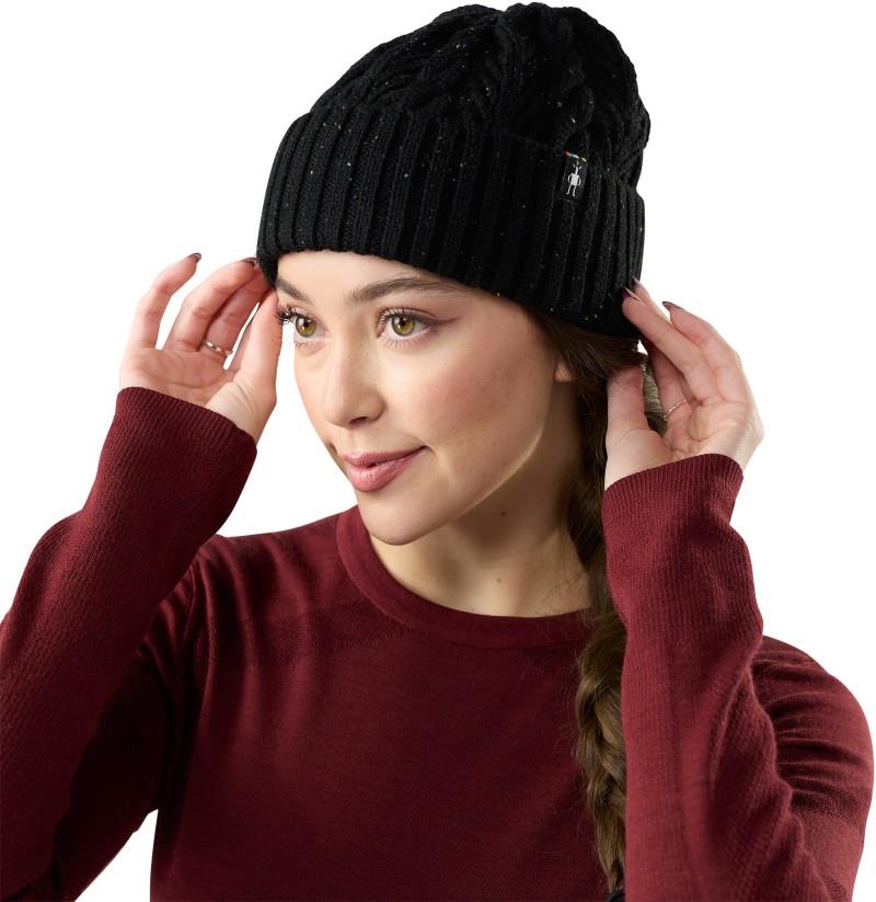 Cable Knit Beanie - black donegal 1