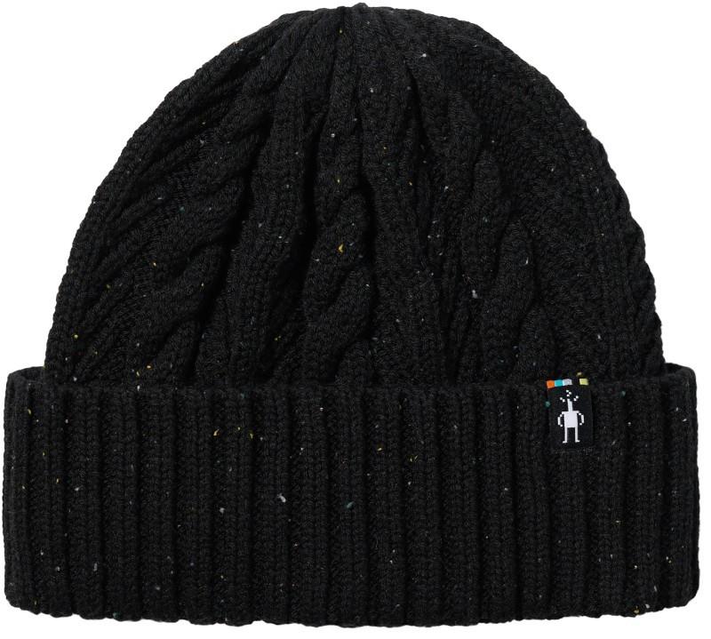 Cable Knit Beanie - black donegal 1