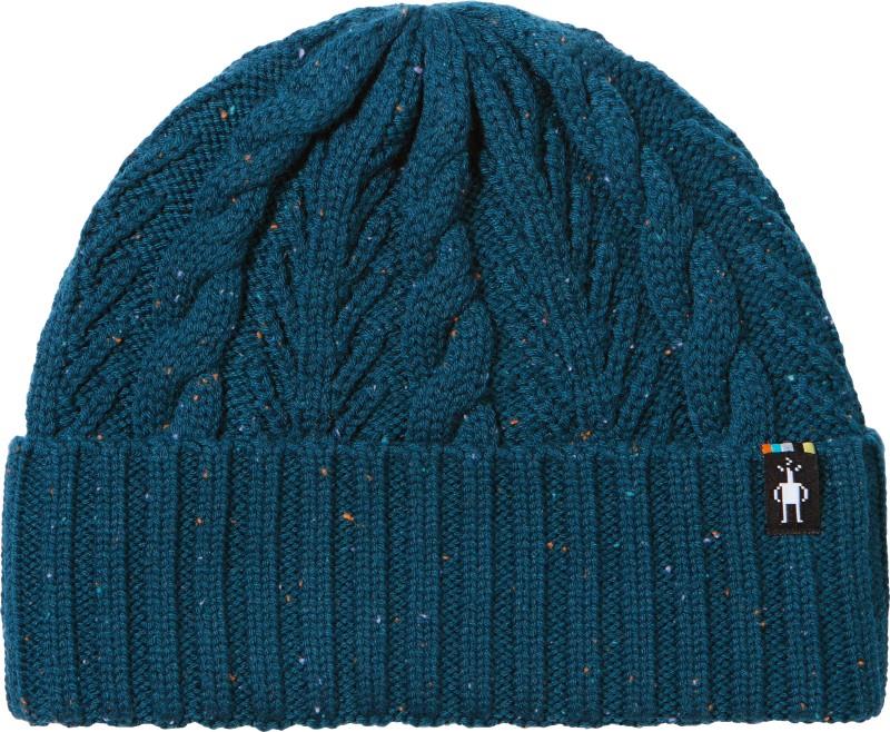 Cable Knit Beanie - twilight blue donegal 1