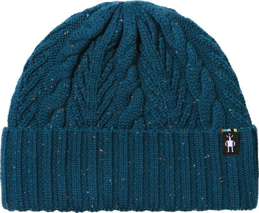 Cable Knit Beanie - twilight blue donegal 1