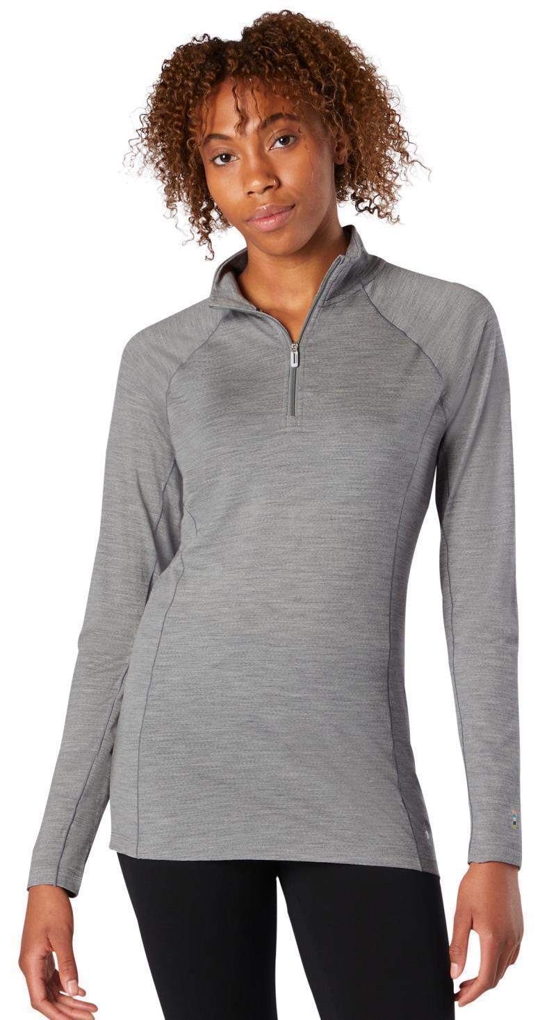 Classic All-Season Merino Base Layer 1/4 Zip - Womens - Light Gray Heather 2