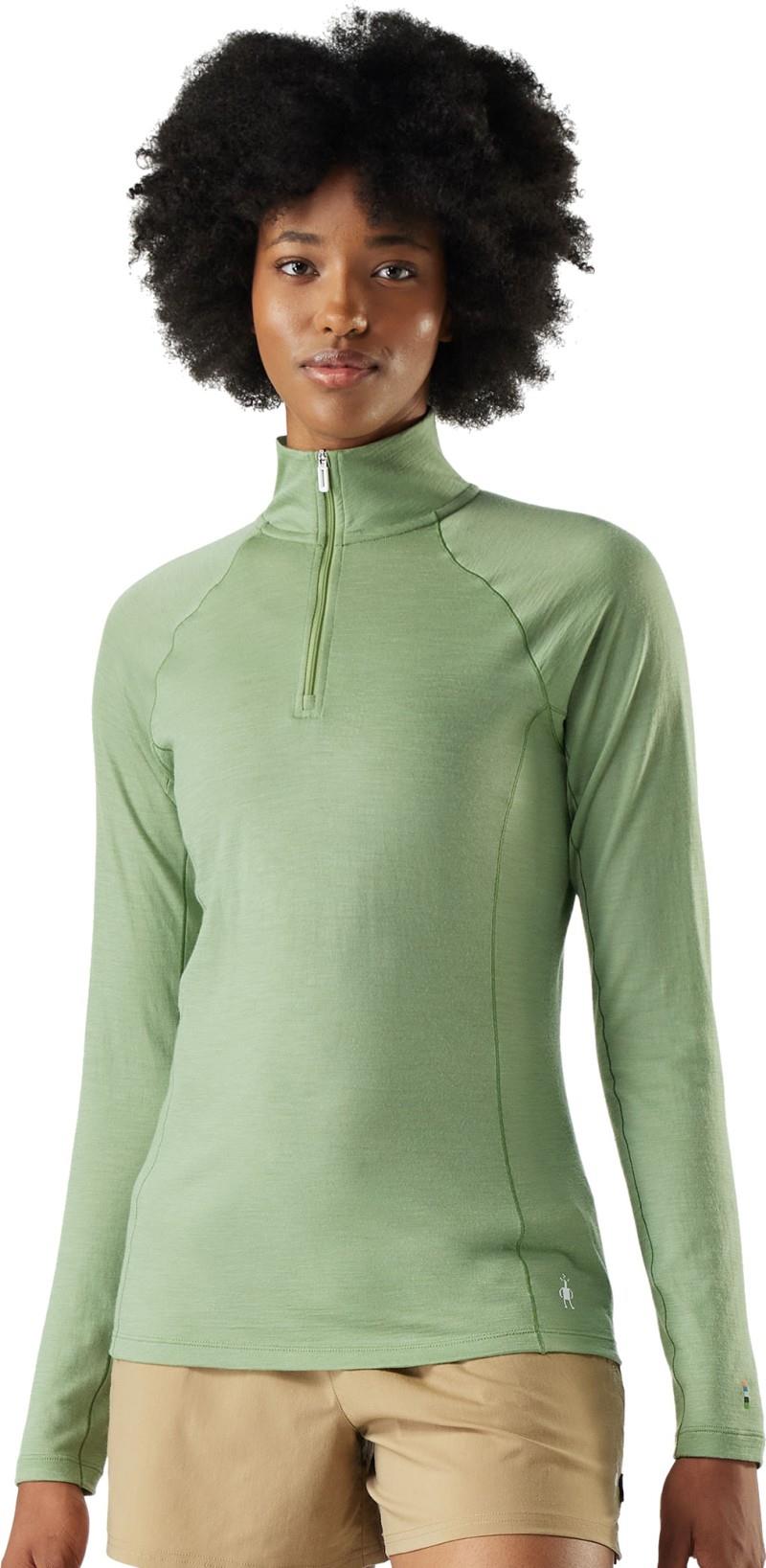 Classic All-Season Merino Base Layer 1/4 Zip - Womens - green tea 1