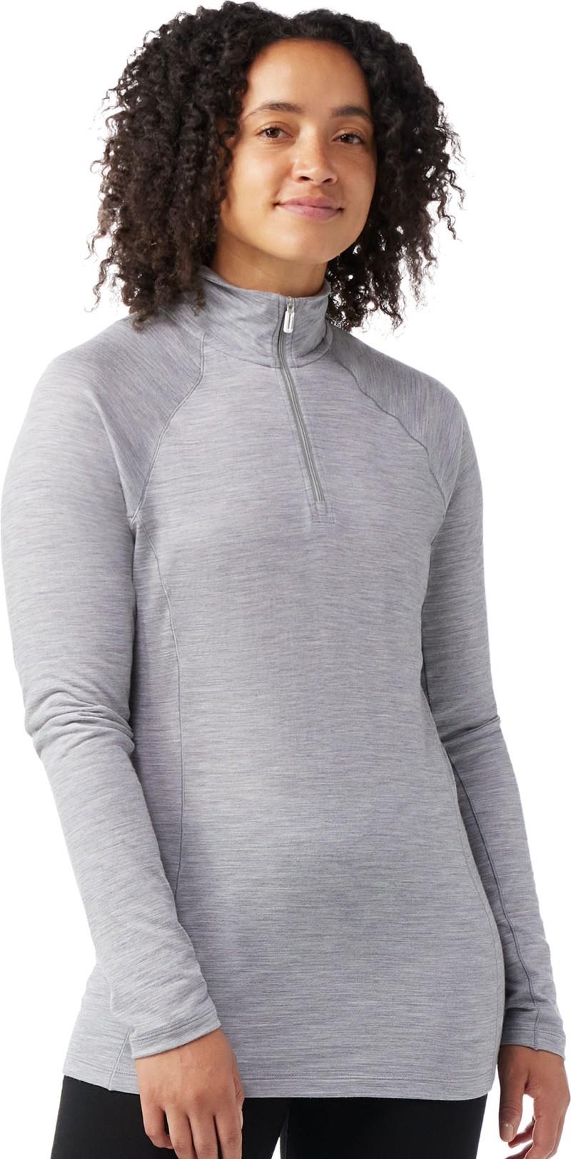Classic All-Season Merino Base Layer 1/4 Zip - Womens - light gray heather 1