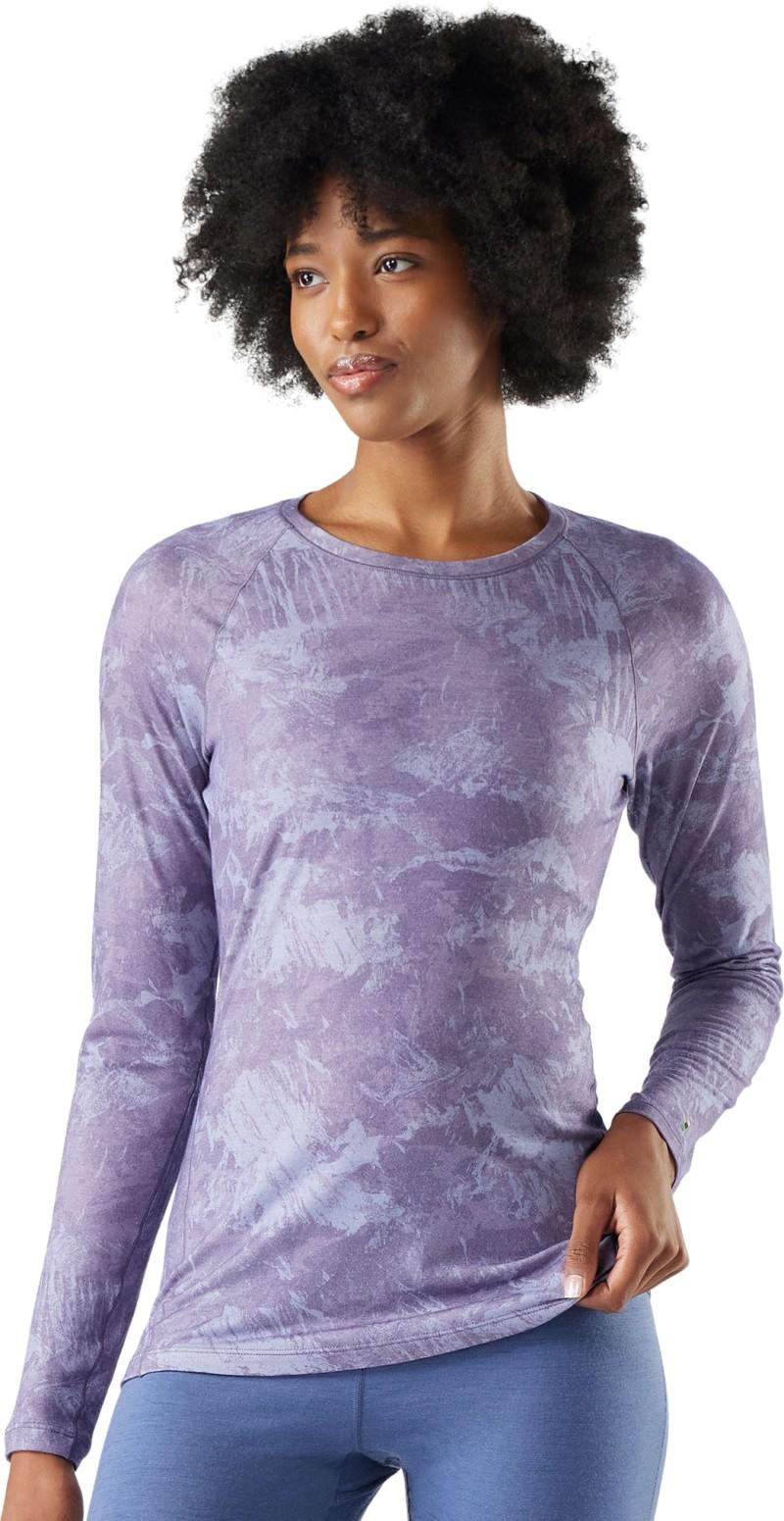 Classic All-Season Merino Base Layer Crew - Womens - purple storm mountain 1