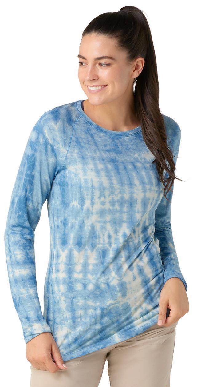 Classic All-Season Merino Plant-Based Dye Base Layer LS - Womens - light indigo tie dye 1
