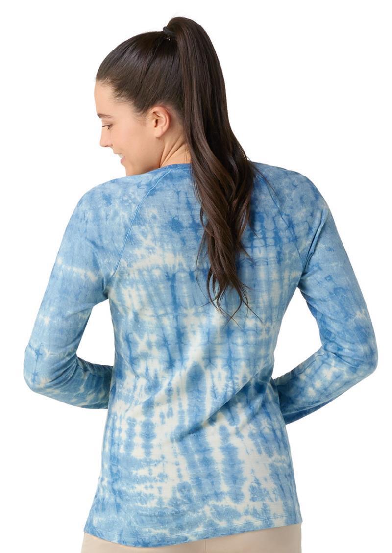 Classic All-Season Merino Plant-Based Dye Base Layer LS - Womens - light indigo tie dye 1