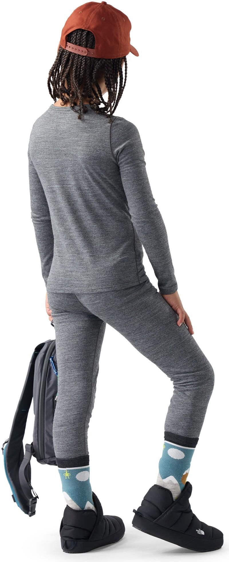 Classic Merino Blend Base Layer Crew - Kids - charcoal heather 1