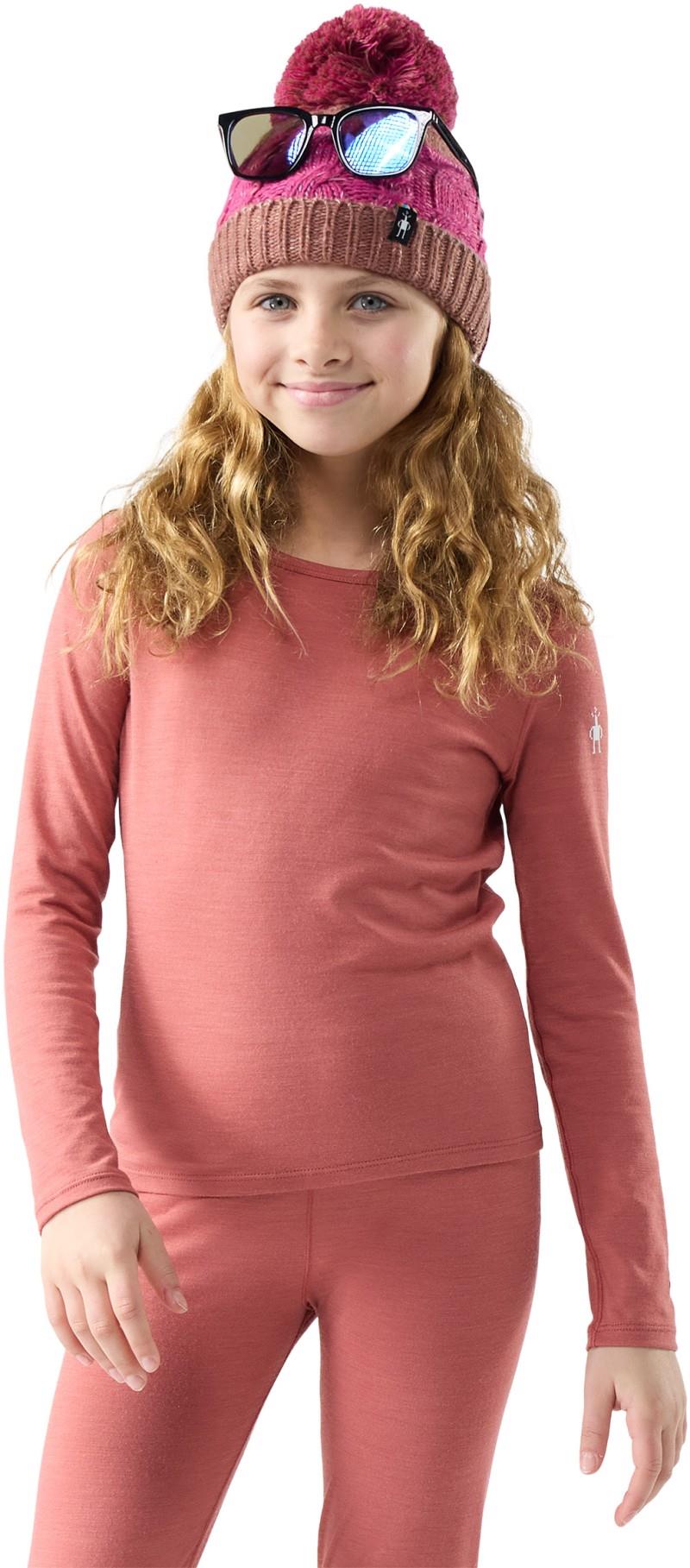 Classic Merino Blend Base Layer Crew - Kids - rosewood 1