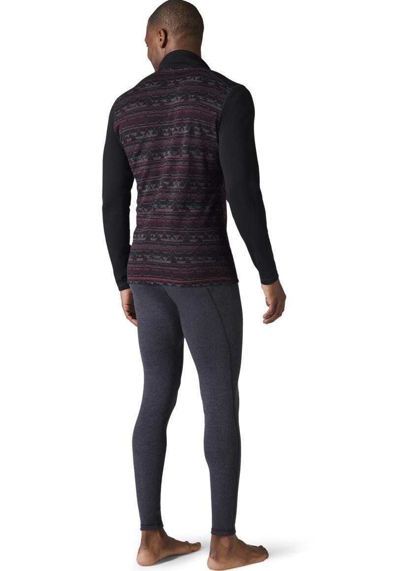 Classic Thermal (250) Merino Base Layer Pattern 1/4 Zip - Mens - black / tibetan red heather mountain range 1