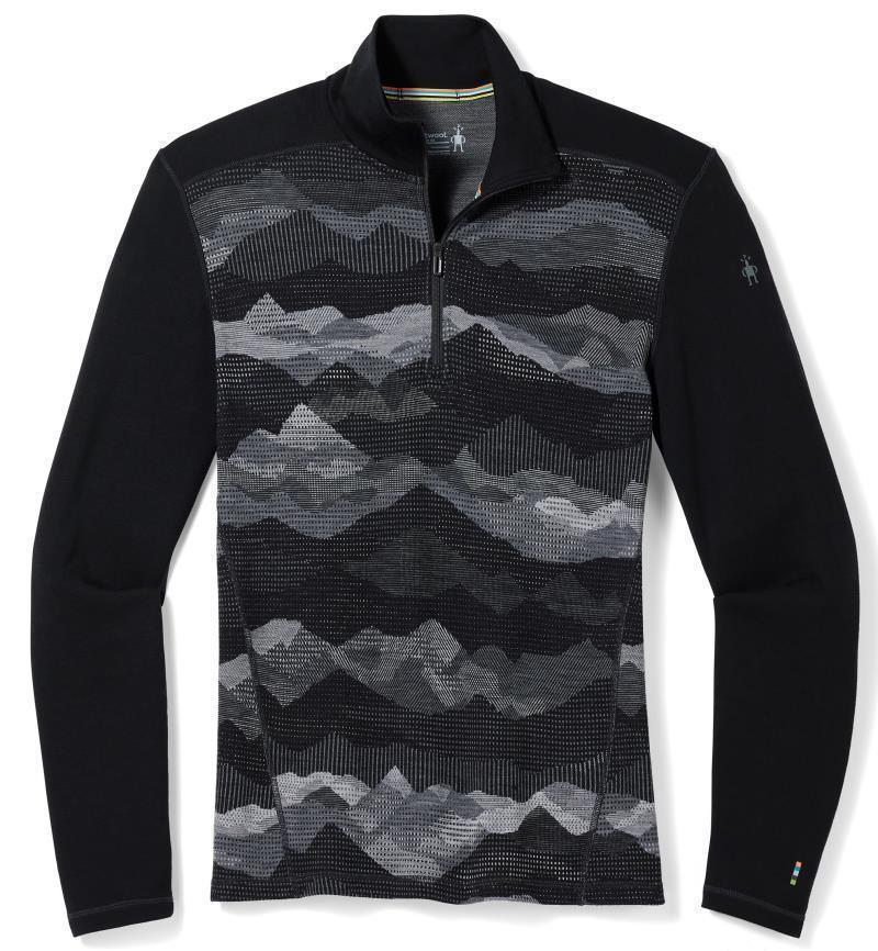 Classic Thermal (250) Merino Base Layer Pattern 1/4 Zip - Mens - black mountain scape 1