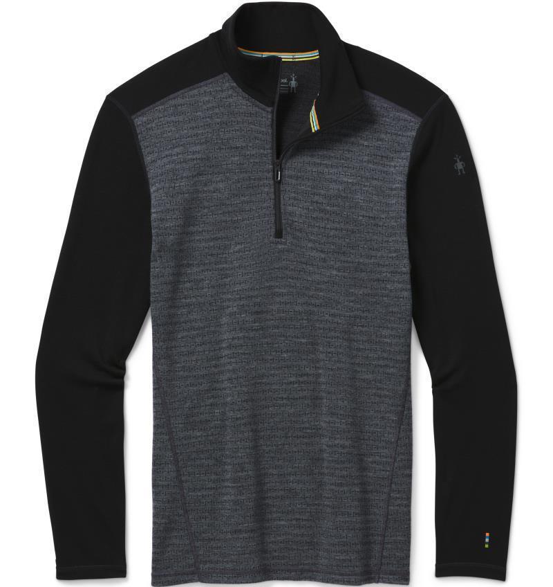 Classic Thermal (250) Merino Base Layer Pattern 1/4 Zip - Mens - medium gray tick stitch 1