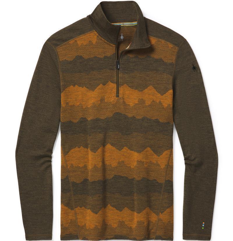 Classic Thermal (250) Merino Base Layer Pattern 1/4 Zip - Mens - military olive mountain scape 1