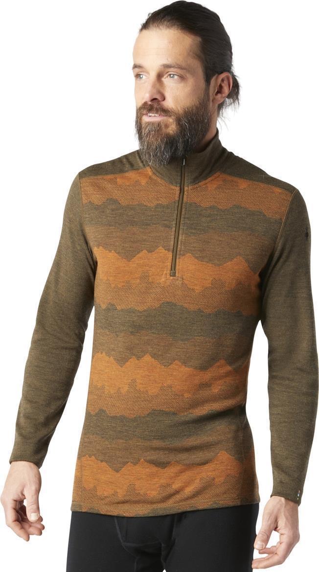 Classic Thermal (250) Merino Base Layer Pattern 1/4 Zip - Mens - military olive mountain scape 1