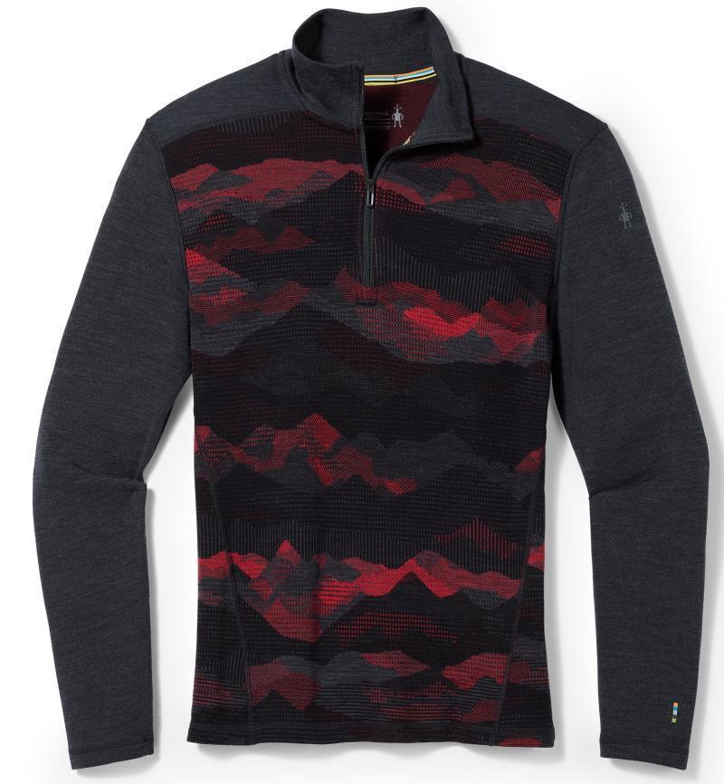 Classic Thermal (250) Merino Base Layer Pattern 1/4 Zip - Mens - rhythmic red mountain scape 1