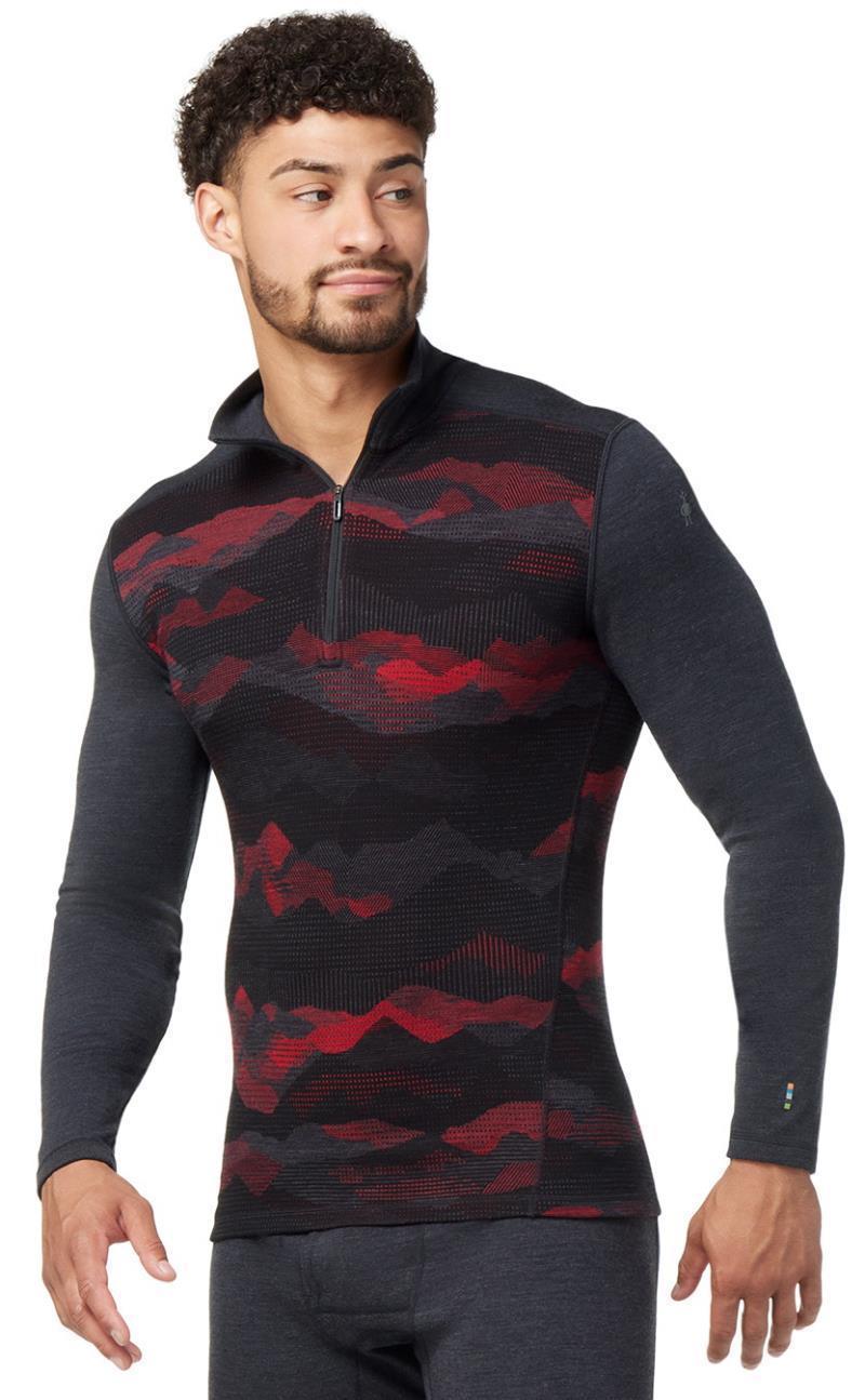 Classic Thermal (250) Merino Base Layer Pattern 1/4 Zip - Mens - rhythmic red mountain scape 1