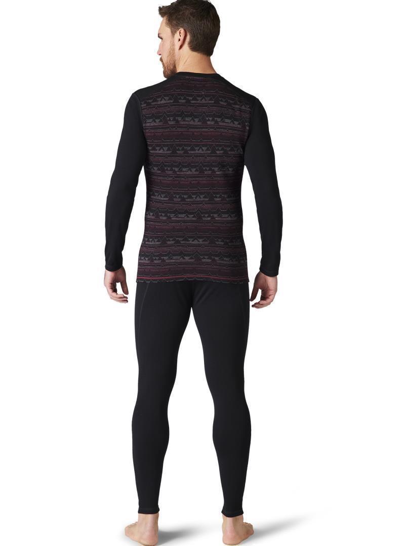 Classic Thermal (250) Merino Base Layer Pattern Crew - Mens - black / tibetan red heather mountain range 1