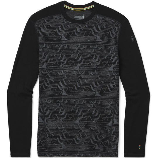 Classic Thermal (250) Merino Base Layer Pattern Crew - Mens - black bryan iguchi mountains 1