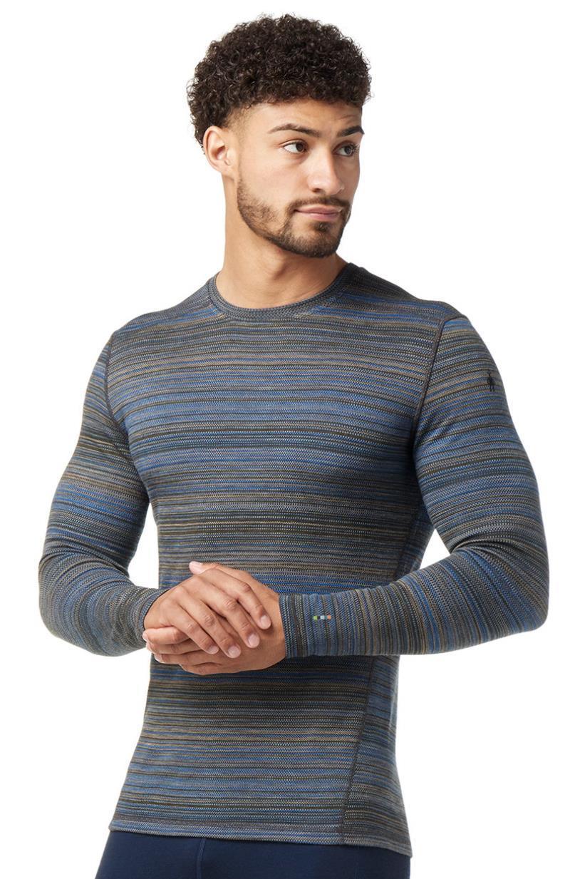 Classic Thermal (250) Merino Base Layer Pattern Crew - Mens - laguna blue heather color shift 1
