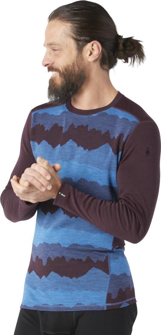 Classic Thermal (250) Merino Base Layer Pattern Crew - Mens - woodsmoke mountain scape 1