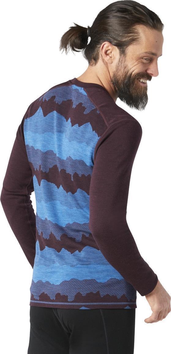 Classic Thermal (250) Merino Base Layer Pattern Crew - Mens - woodsmoke mountain scape 1