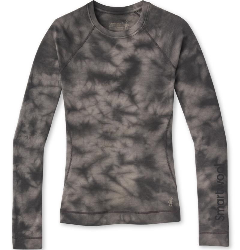 Classic Thermal (250) Plant-Based Dye Merino Base Layer Logo Crew - Womens - Black Marble Wash 1