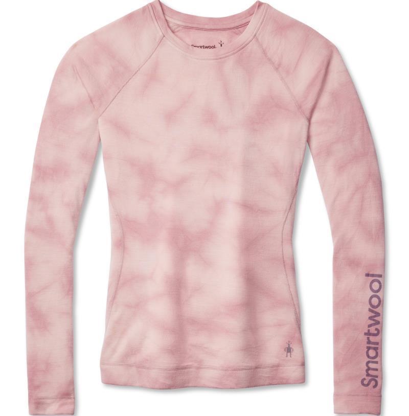 Classic Thermal (250) Plant-Based Dye Merino Base Layer Logo Crew - Womens - Rose Marble Wash 1