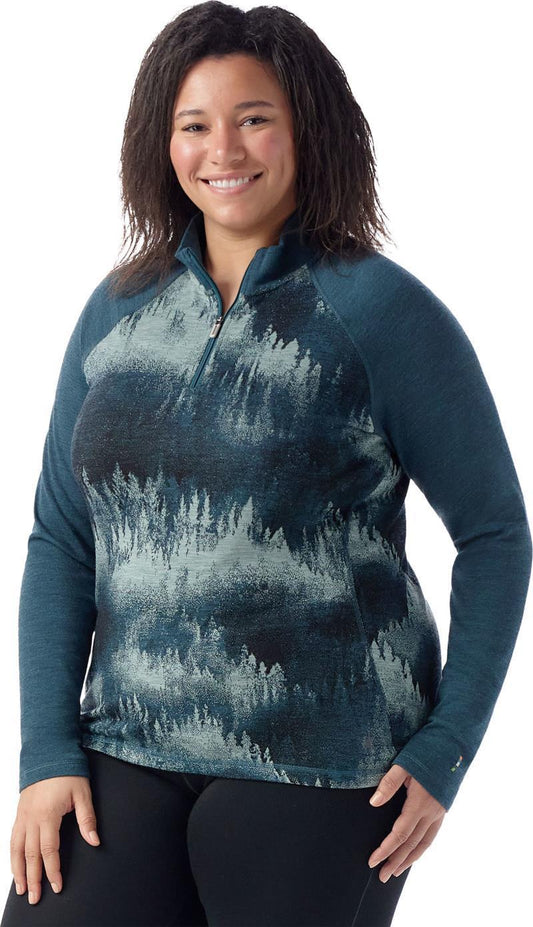 Classic Thermal Merino 250 Base Layer 1/4 Zip Plus - Womens - Twilight Foggy Pines 1