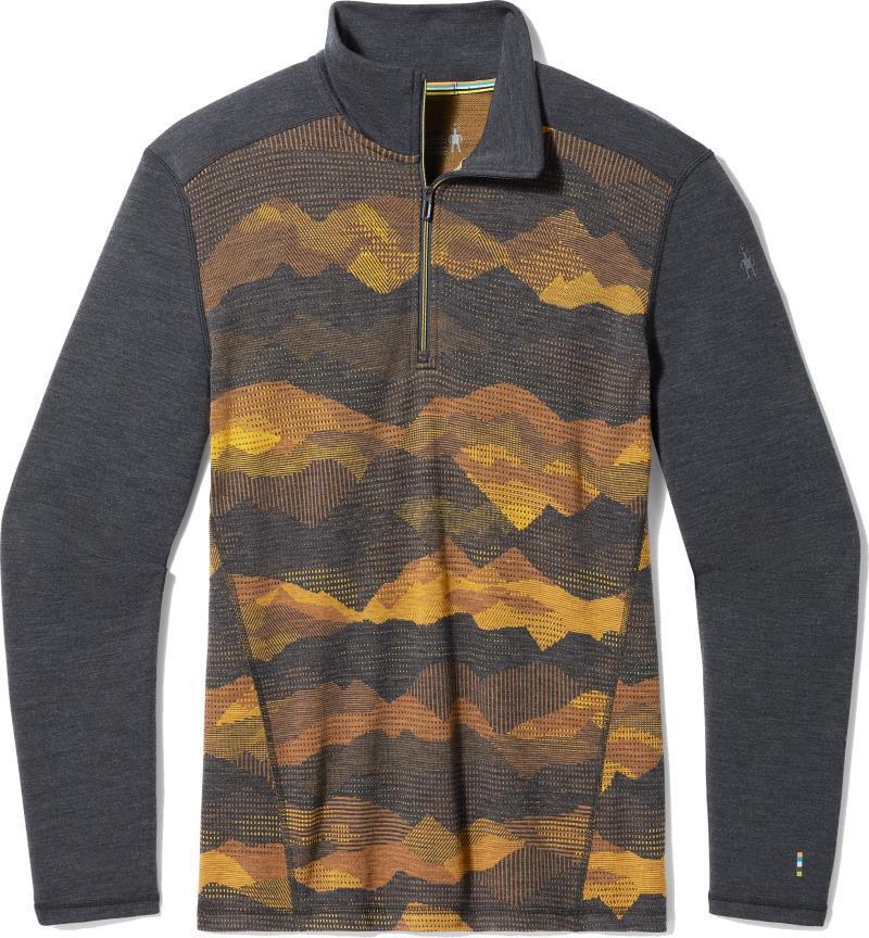 Classic Thermal Merino (250) Base Layer 1/4 Zip - Mens - Charcoal Mountain Scape 1
