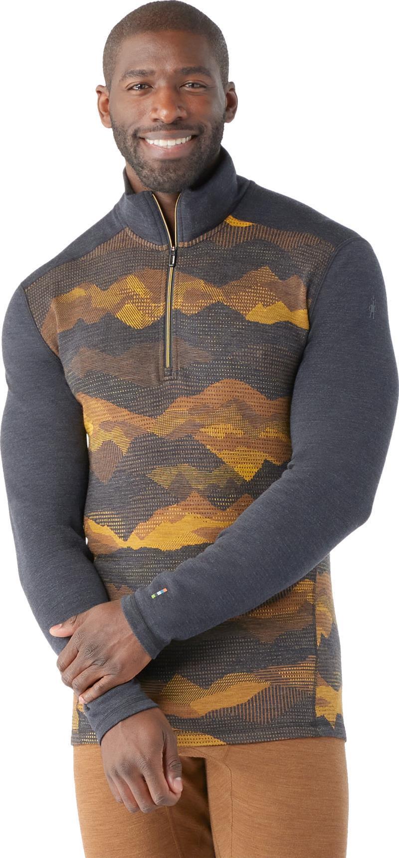 Classic Thermal Merino (250) Base Layer 1/4 Zip - Mens - Charcoal Mountain Scape 2
