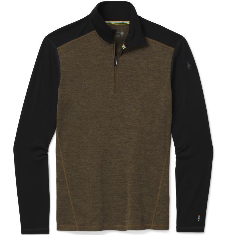 Classic Thermal Merino (250) Base Layer 1/4 Zip - Mens - Military Olive Heather / Black 1