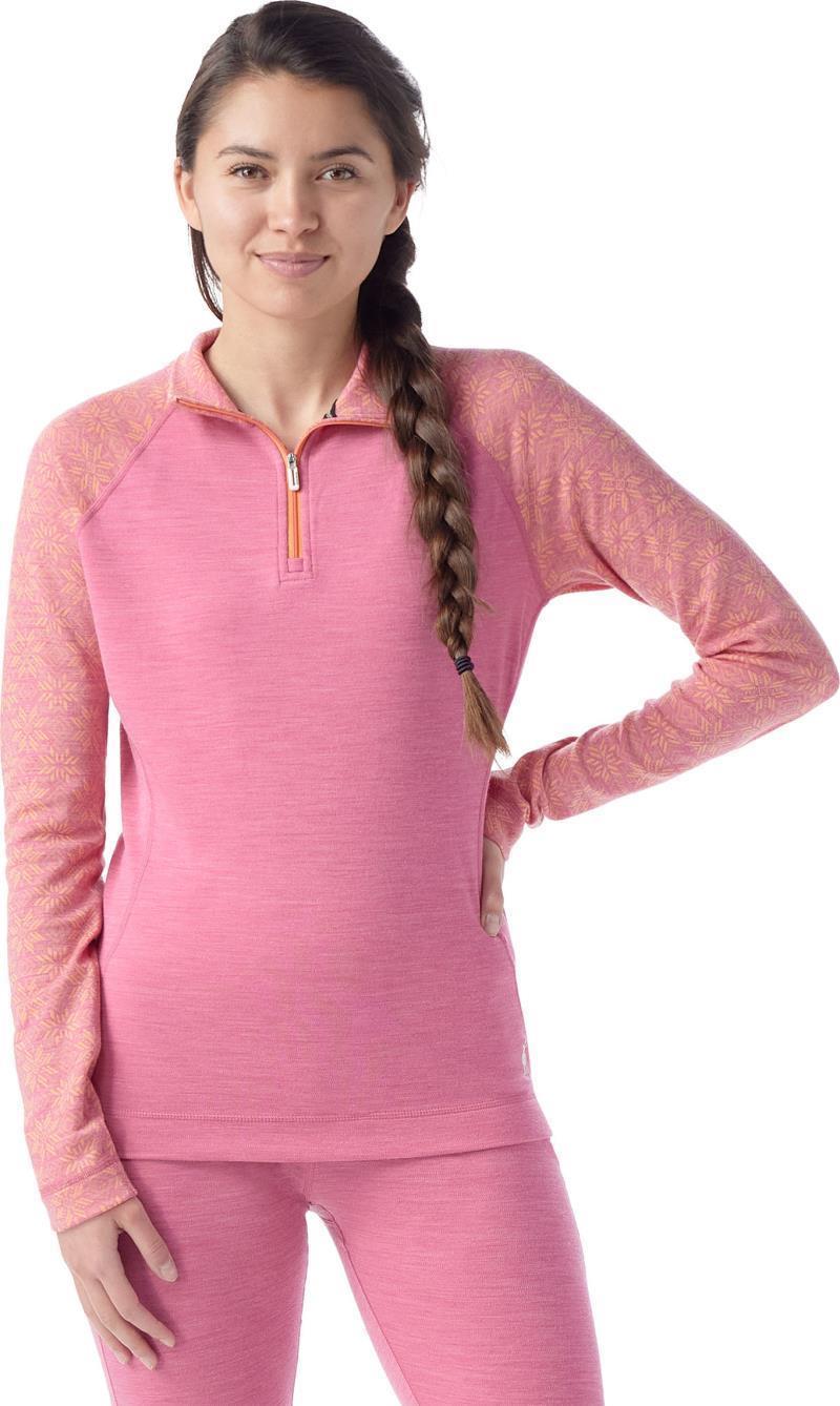 Classic Thermal Merino 250 Base Layer 1/4 Zip - Womens - Garden Pink Digi Snow 1