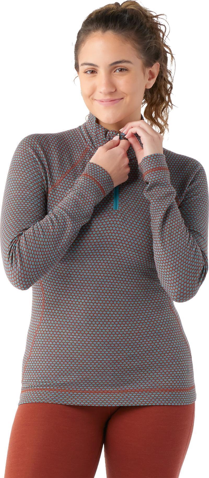 Classic Thermal Merino (250) Base Layer 1/4 Zip - Womens - Pecan Brown Dot 2