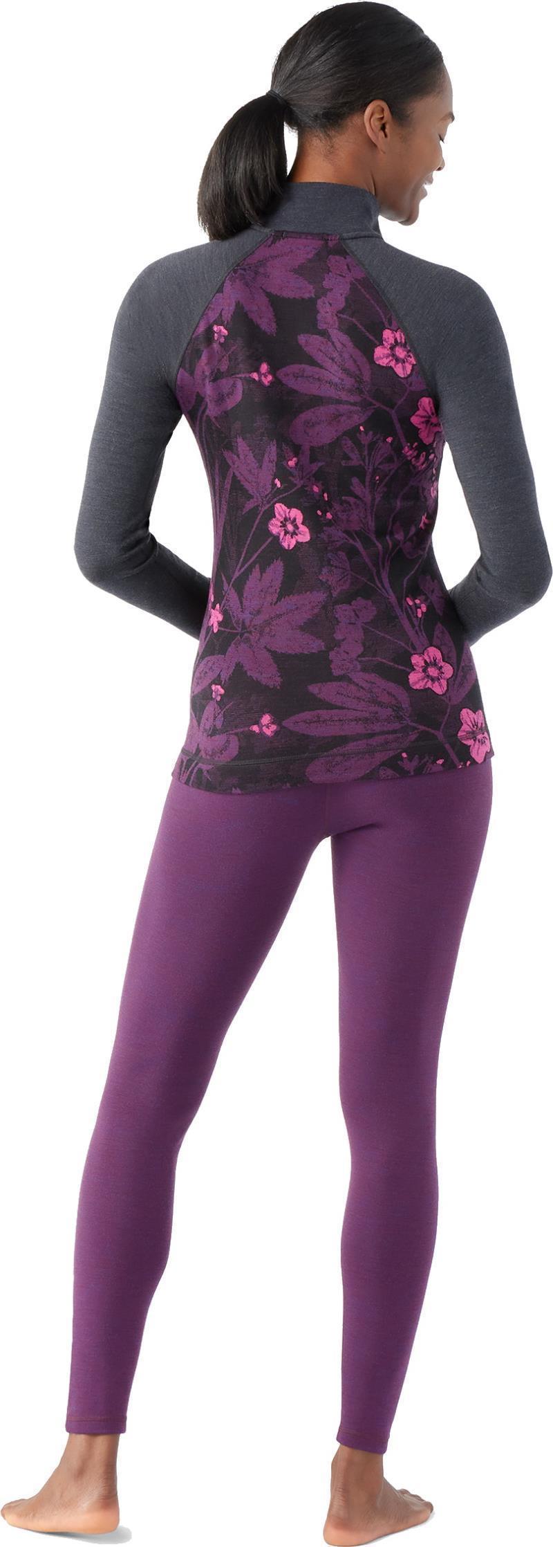Classic Thermal Merino (250) Base Layer 1/4 Zip - Womens - Purple Iris Floral 3