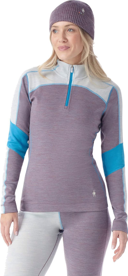 Classic Thermal Merino 250 Base Layer Colorblock 1/4 Zip - Womens - Winter Sky / Chalk Violet Heather 1