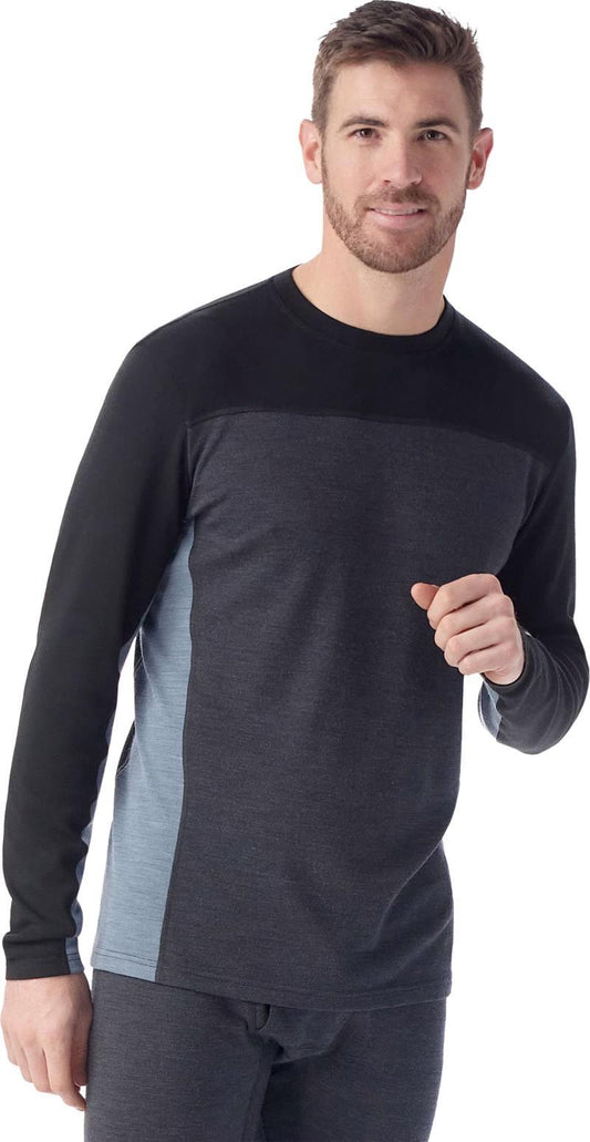 Classic Thermal Merino 250 Base Layer Colorblock Crew - Mens - Charcoal Heather / Black 1