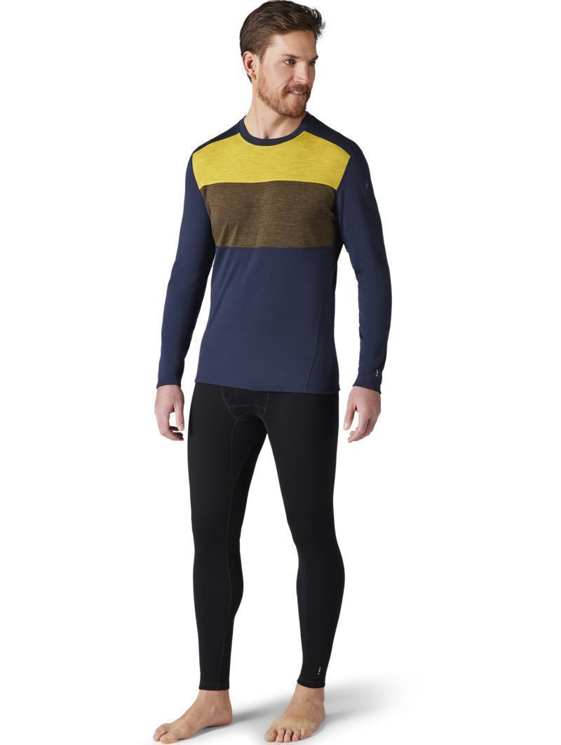 Classic Thermal Merino (250) Base Layer Colorblock Crew - Mens - Deep Navy / Military Olive Heather 2