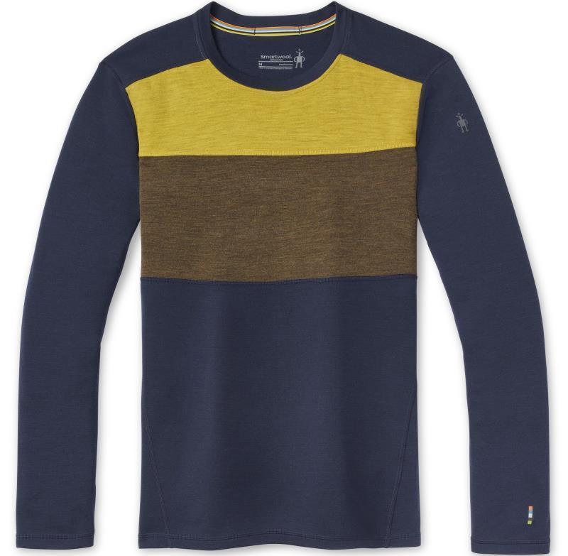Classic Thermal Merino (250) Base Layer Colorblock Crew - Mens - Deep Navy / Military Olive Heather 1