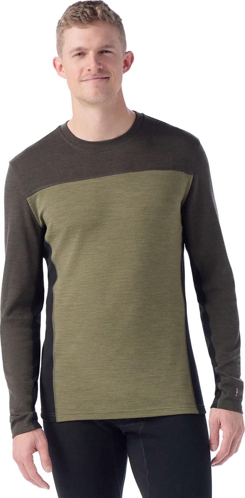 Classic Thermal Merino 250 Base Layer Colorblock Crew - Mens - Winter Moss / North Woods 1