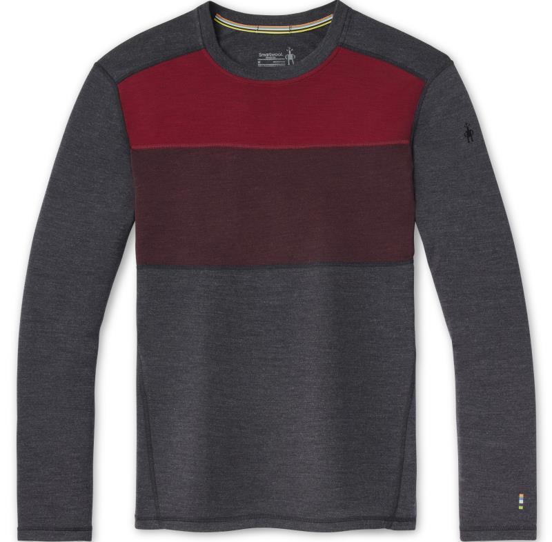 Classic Thermal Merino (250) Base Layer Colorblock Crew - Mens - Woodsmoke Heather / Charcoal Heather 1