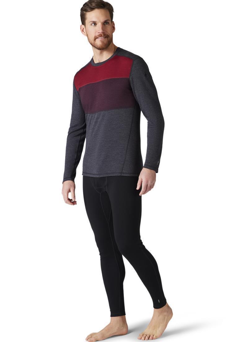 Classic Thermal Merino (250) Base Layer Colorblock Crew - Mens - Woodsmoke Heather / Charcoal Heather 2
