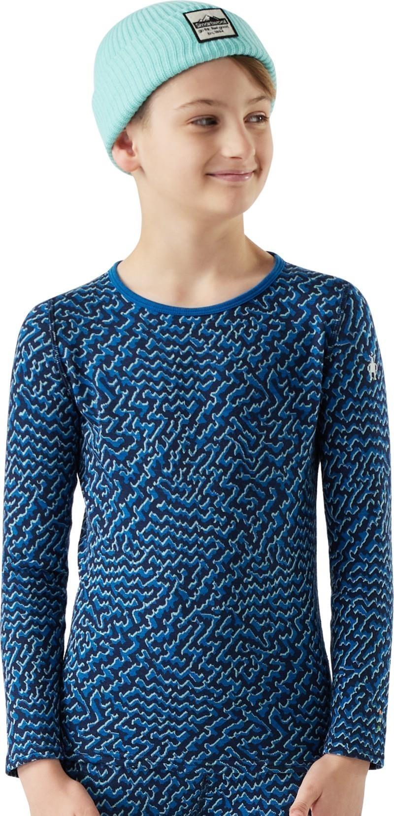 Classic Thermal Merino 250 Base Layer Crew - Kids - nival blue retro line 1