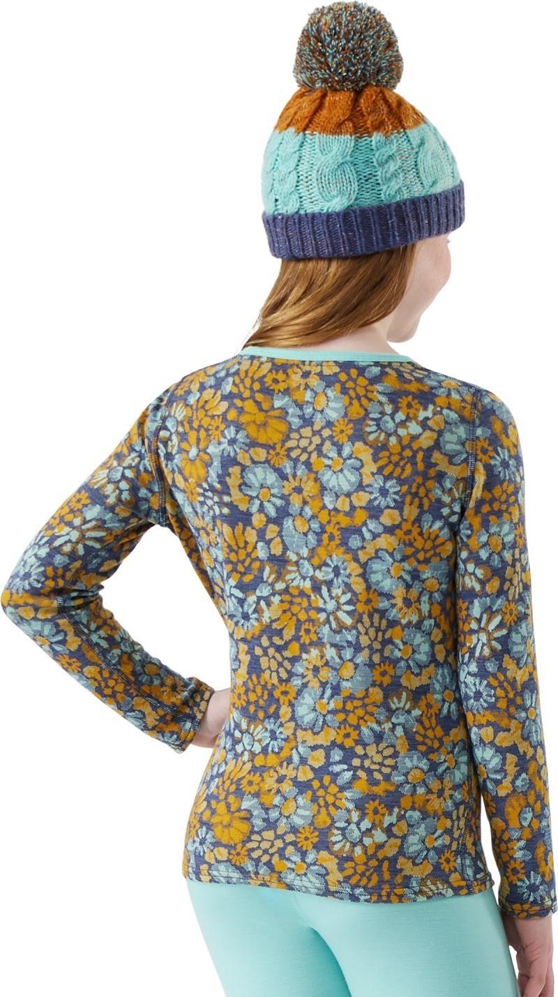 Classic Thermal Merino 250 Base Layer Crew - Kids - pacific blue floral 1