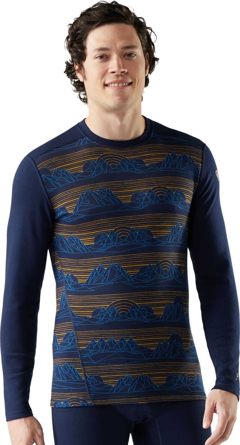 Classic Thermal Merino 250 Base Layer Crew - Mens - deep navy geo peaks 1
