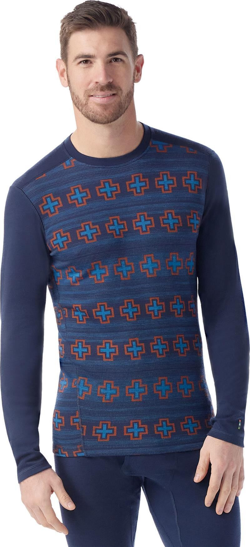 Classic Thermal Merino 250 Base Layer Crew - Mens - deep navy paths crossed 1